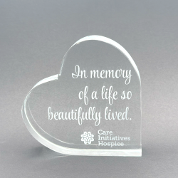 In Memorium Crystal Heart Paperweight